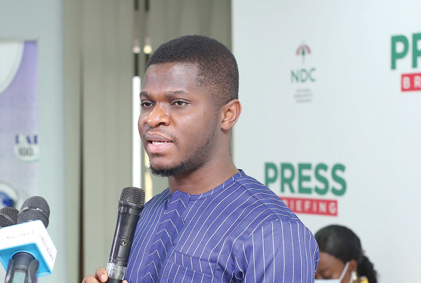 Mr Sammy Gyamfi, National Communications Officer, speaking at the NDC's weekly press conference in Accra.  Picture: NII MARTEY M. BOTCHWAY