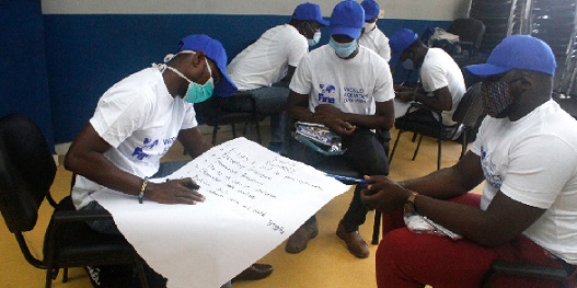 Some of the swimming coaches undertaking a workshop at World Aquatic Day