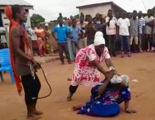 Madam Akua Denteh at the mercy of her attackers