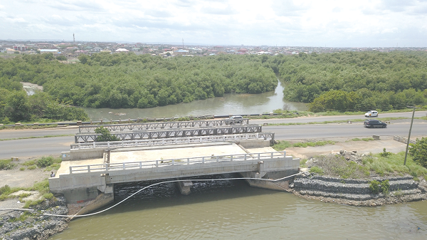 A prefabricated bridge over the Kpeshie Lagoon at La in Accra