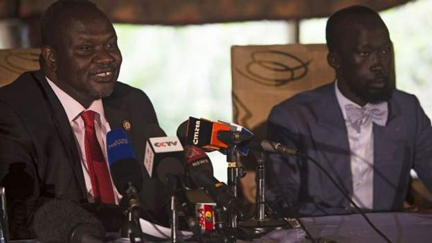 Garang Mabior (R) is the son of South Sudan's founding leader John Garang