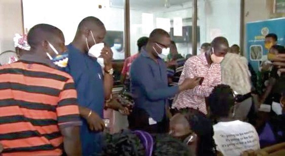 Mr Buah (2nd left) interacting with some freight forwarders at the Long Room during the visit