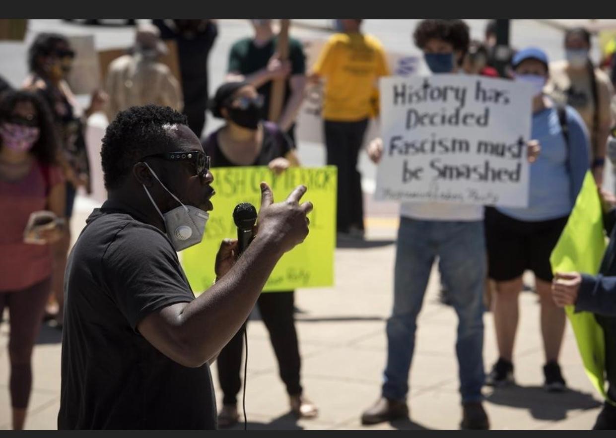 Nafis leading the forefront in one of the protests against racial abuse in the USA