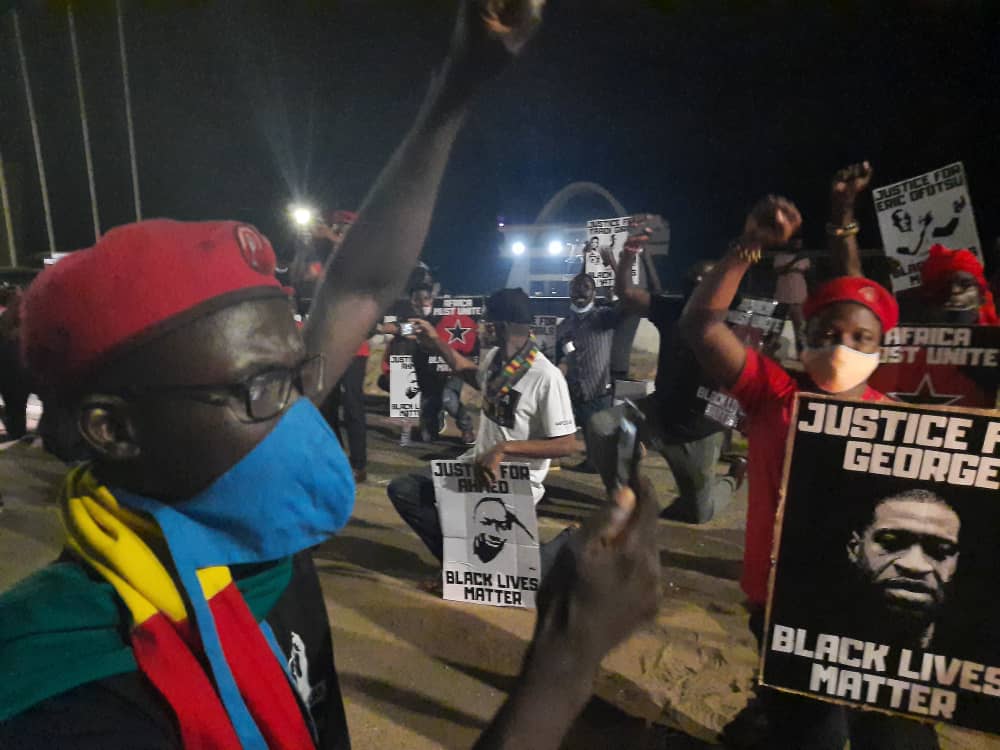 Police disrupt vigil for George Floyd at Black Star Square in Accra