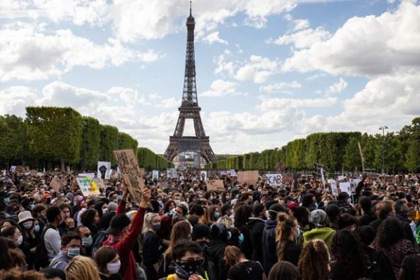 People protested against racism and police brutality in Paris on Saturday