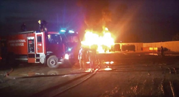  Fire personnel at the scene to put off the inferno
