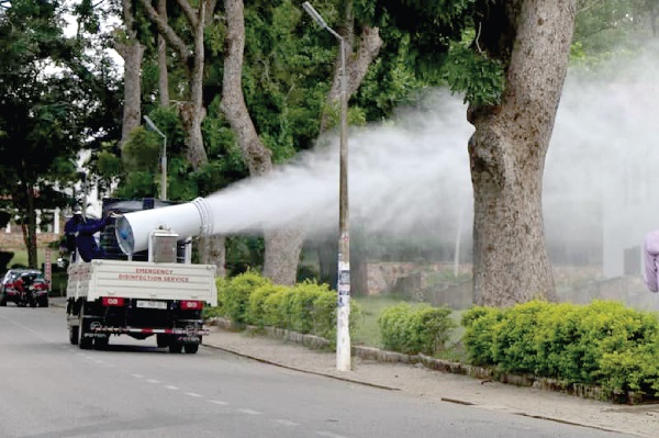 Zoomlion disinfecting the University of Ghana, Legon in Accra