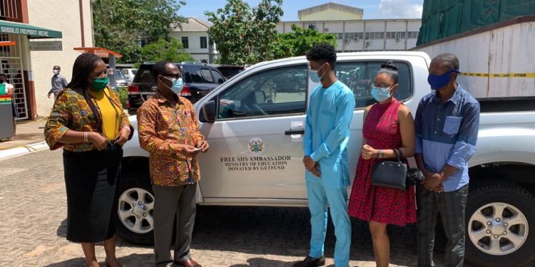 Education Ministry presents vehicle to Free SHS Ambassador, Rahim Banda