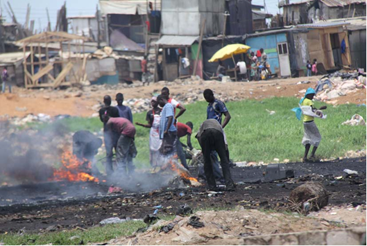 Collectors and Recyclers burning cables to recover precious metals