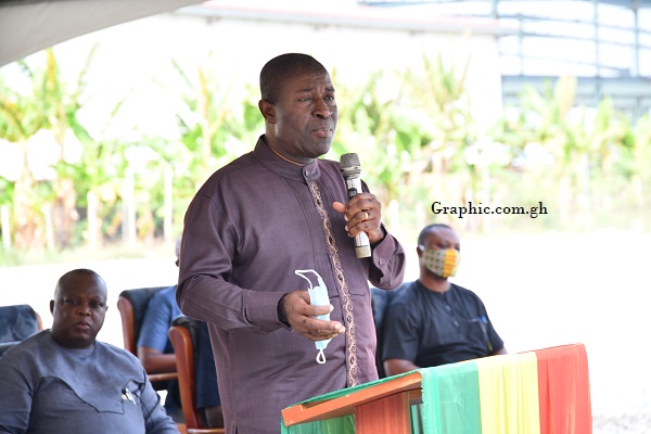 Nana Akomea , MD of STC speaking at the event