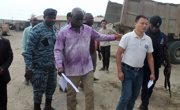 One of the Chinese nationals arrested for engaging in illegal quarry activities at the Shai Hills