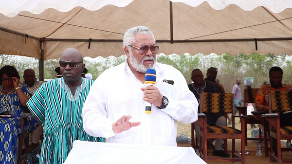 Former President Jerry John Rawlings speaking at the ceremony