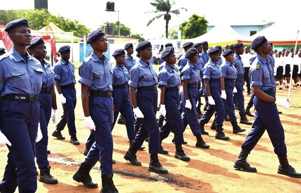 The Osu Presbyterian Cadet Corps marching past. 