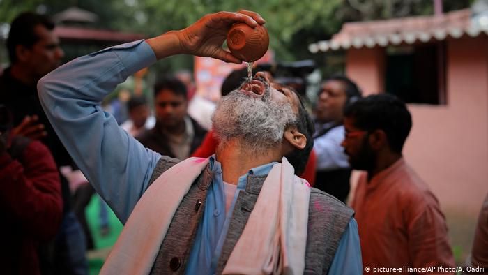 Hindu group hosts cow urine drinking party to ward off coronavirus