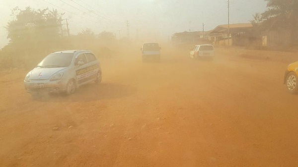 Visibility becomes poor with the dust from construction