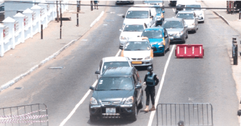 Road checks at the Kwame Nkrumah Avenue in Accra.  