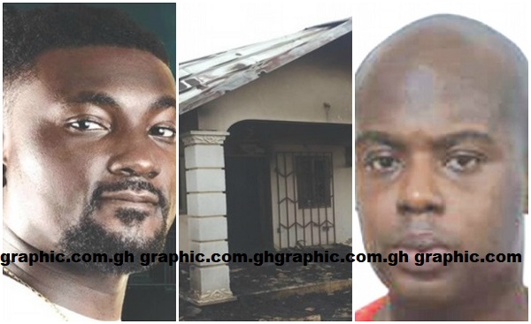 From L-R: • Benjamin Okyere, the victim - The apartment, after the youth had set fire to it - Victor Stephen Nana Kankam, the landlord.