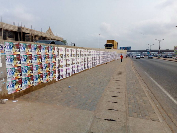 Stock photo. Posters rob public spaces of their beauty