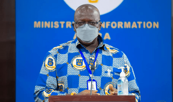 Professor William Ampofo speaking at the press briefing