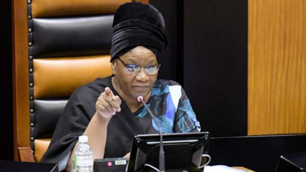 Speaker Thandi Modise said she had never been a fan of holding meetings via ZoomImage caption: Speaker Thandi Modise said she had never been a fan of holding meetings via Zoom