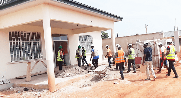 The team inspecting the new 124-capacity mortuary facility at the hospital