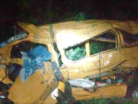 The remains of the Mercedes Sprinter bus