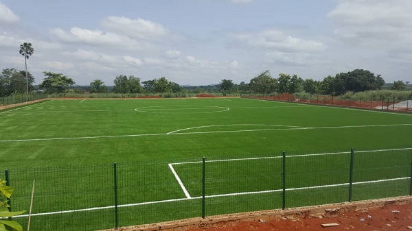 The installed artificial turf in the Tano North Sports Complex