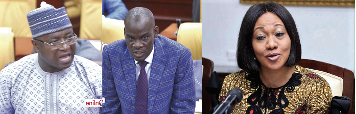Mr Osei Kyei-Mensah-Bonsu— Majority Leader (left),Mr Haruna Iddrisu— Minority Leader(middle) and Mrs Jean Mensa — Chairperson, EC 