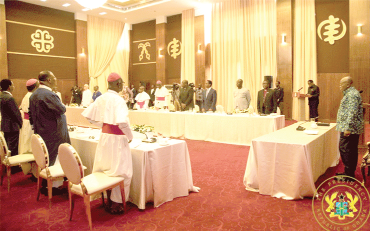The breakfast meeting with religious leaders at the Jubilee House on Thursday, March 19, 2020