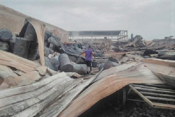 A section of the Royal Foam Company Limited destroyed by the fire