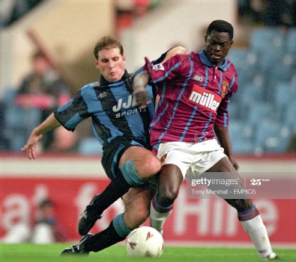 Flashback: Nii Odartey Lamptey in action for Aston Villa against Wigan Athletic in 1994