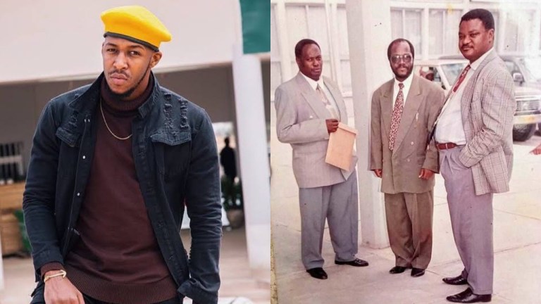 Big Brother Africa winner and Tanzanian Comedian, Idris Sultan (left) and the pictured of Tanzanian President (right)