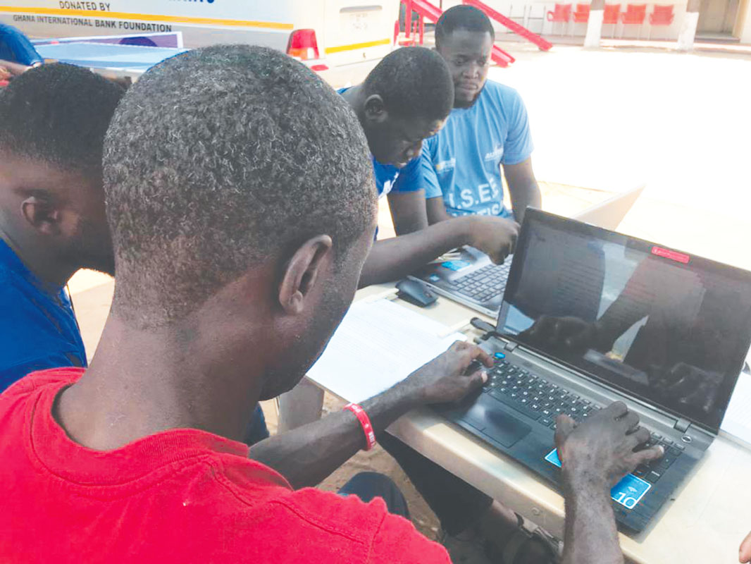 ICT lessons with students at the Autism Awareness Care and Training Centre in Accra