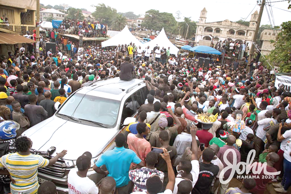  Mr Mahama addressing a rally at Suame Magazine