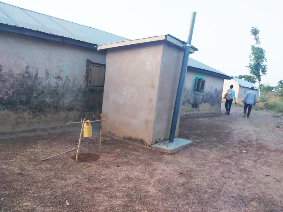 A toilet facility constructed in one of the communities