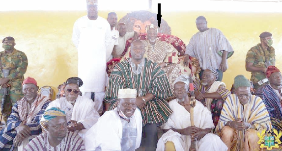   Ya-Na Abubakari (arrowed) with Mr Kojo Oppong Nkrumah (seated infront of Ya-Na) with some elders of Dagbon