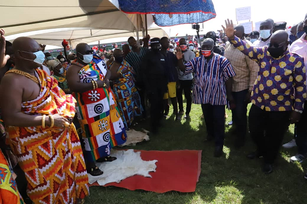 President Akufo-Addo arriving at the durbar of people and chiefs at Aburi Photo Credit: Samuel Tei Adanoo 