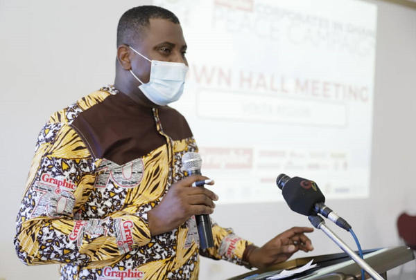 Mr Franklin Sowa addressing the Town Hall meeting. Picture: EDMOND SMITH-ASANTE