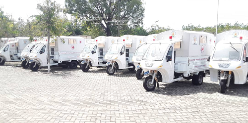 Ghana Health Service takes delivery of tricycle ambulances in Upper East