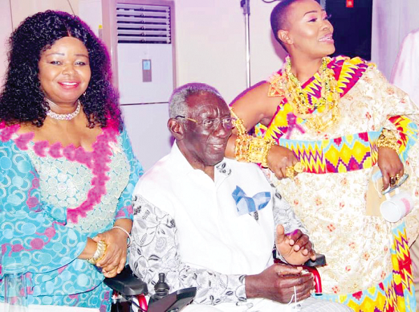 Former President John Agyekum Kufuor (middle) at the fund-raising event. On the left is Dr (Mrs) Beatrice Wiafe Addai