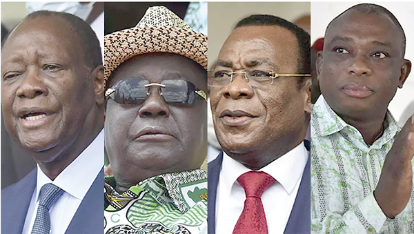 Incumbent President Alassane Ouattara, Former President Henry Konan Bedie, Pascal Affi Nguessan and Kouadio Konan Bertin