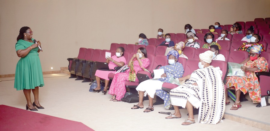 Mrs Abigail Amponsah Nutakor (left) addressing participants in the forum.  Picture: NII MARTEY M. BOTCHWAY