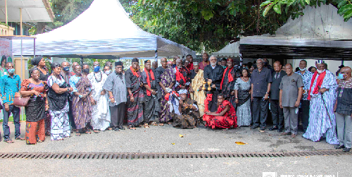 Former President Rawlings (arrowed) with the chiefs and elders of Anlo