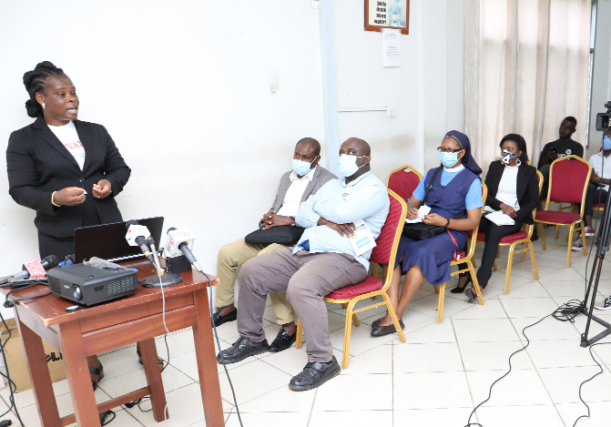 Mrs Eunice Joan Teah Dzagli addressing yesterday’s news conference