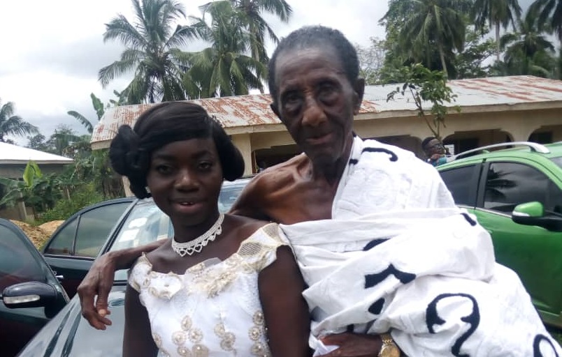 Akua Asabea, 35 and her 97-year-old husband, Akwasi Gyan a.k.a. Agyaba