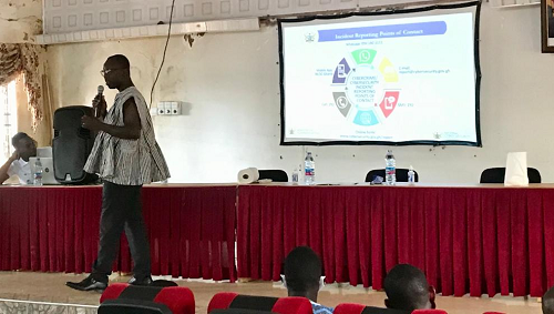 The Head of the National Cyber Security Centre, Dr. Albert Antwi-Boasiako making a presentation