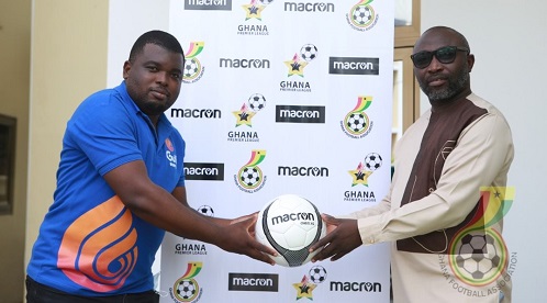 Prosper Harrison Addo (right) presenting a ball to one of the club's representative
