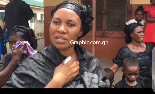 Sarah Hayford, who says she was married to the late MP and has two children with him was at Mankessim Thursday for the one week observation after the killing of the MP last Friday.. PHOTOS BY SHIRLEY ASIEDU-ADDO