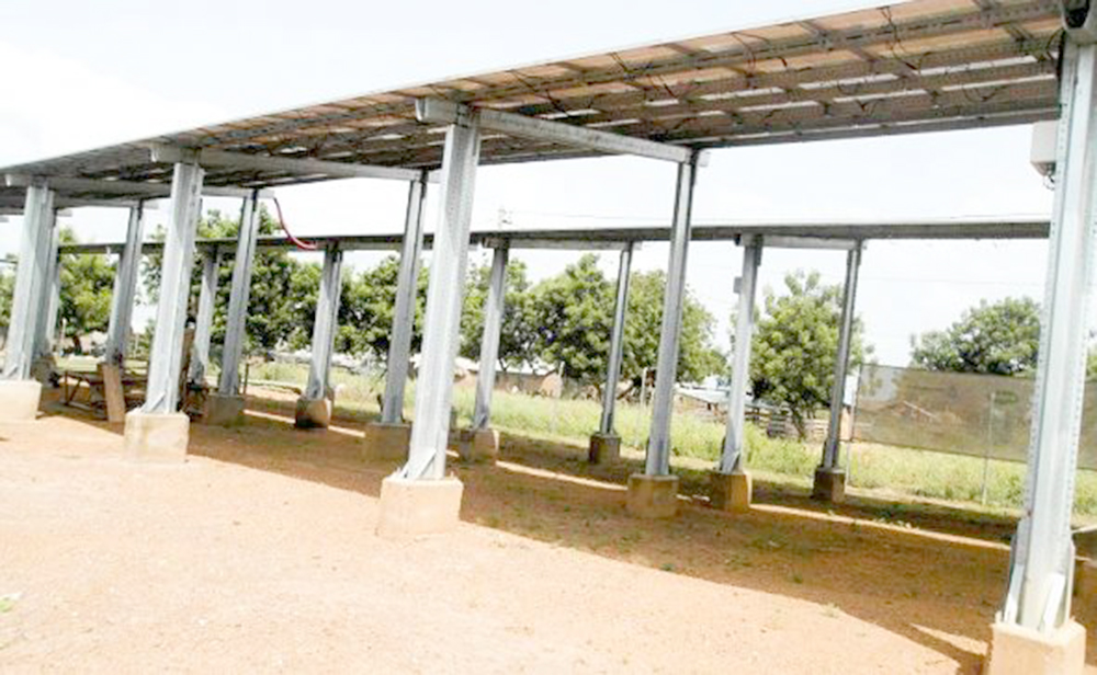 One of the mini-grid systems installed by the government at Kudorkope near Ada.