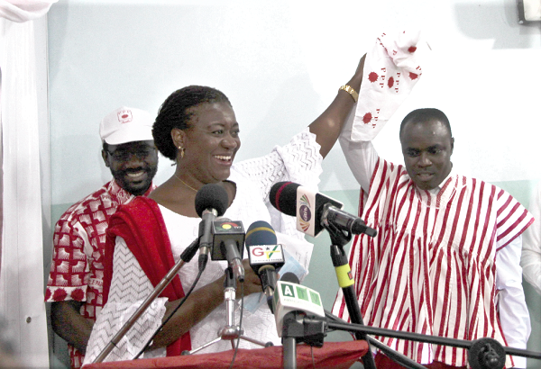 Ms Brigitte Dzogbenuku (left) introducing Mr Kofi Asamoah-Siaw as her running mate for the 2020 polls. Picture: ESTHER ADJEI